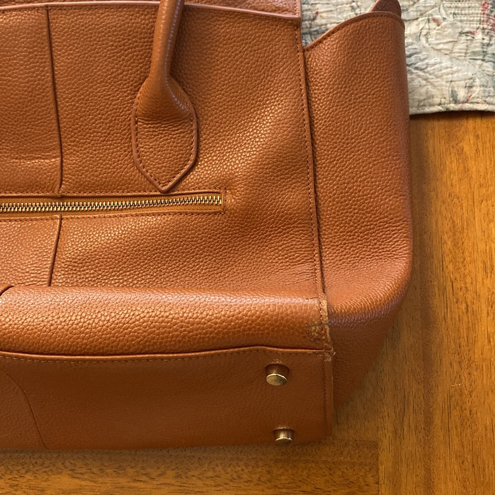 Zenith Leather Shoulder Handbag Brown with Gold Hardware - Picture 9 of 9